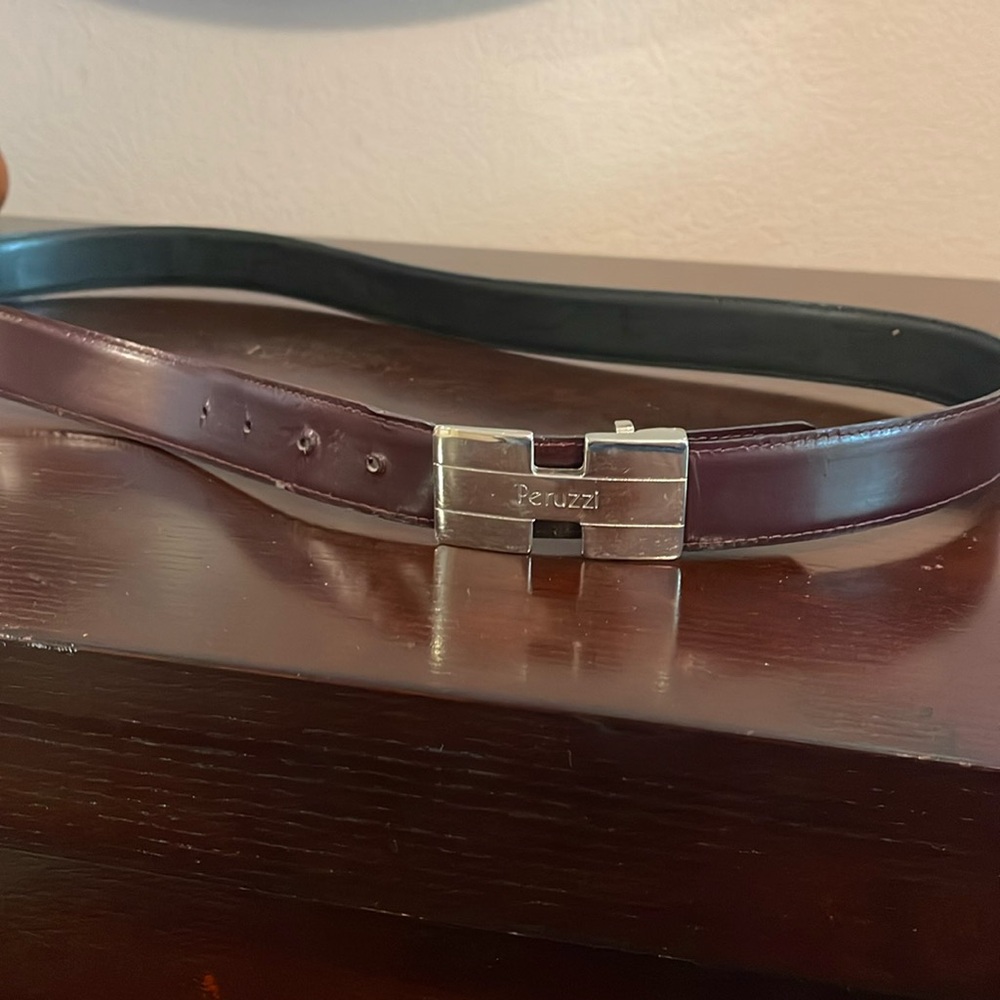 Perusing Italian leather reversible belt.